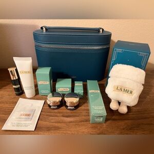 La Mer products in full size and travel size + Vanity + Plush Case(Creme)